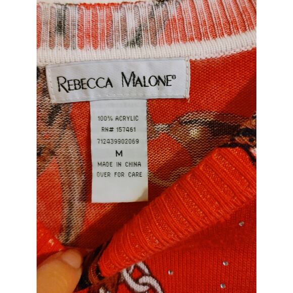 Rebecca Malone Top Blouse Rhinestones Equestrian Bit Bridle Medium - Picture 2 of 4